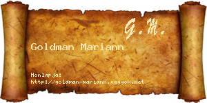Goldman Mariann névjegykártya